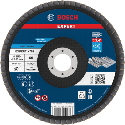 Lamelový kotouč Bosch EXPERT X782 150 mm G60 pro broušení kovů.